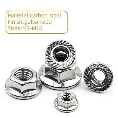 Hex Flange Nut Stainless Steel/Carbon Steel Serrated Flange Lock Nut for Automobiles