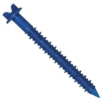 1/4 X 1-3/4 Power-Con Hex Washer Head Concrete Screws, Slotted, Blue Finish (100/Pkg.)